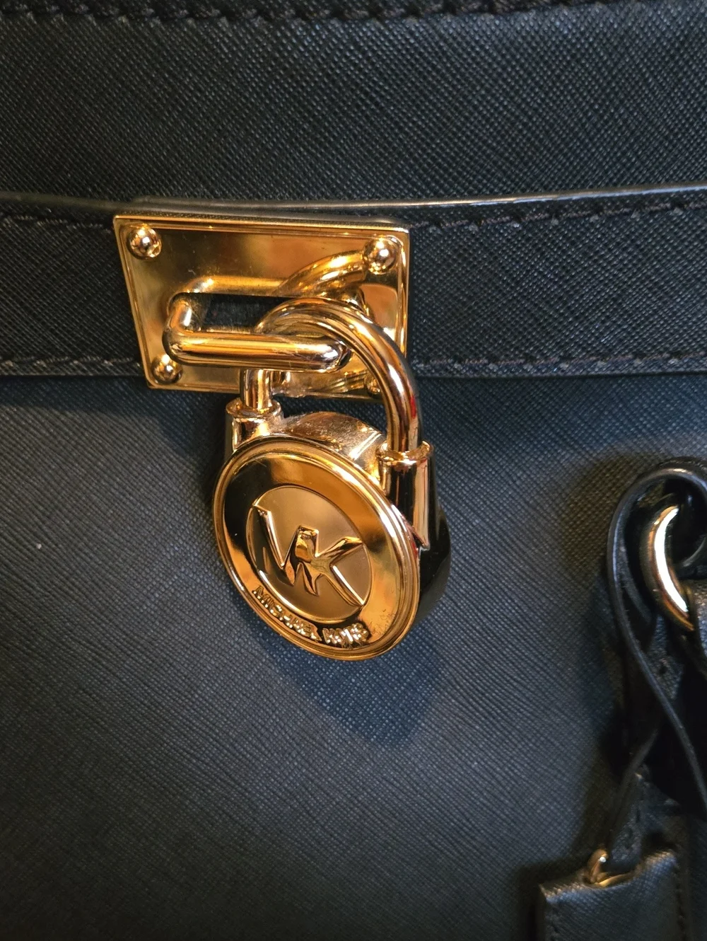 Michael Kors Black Saffiano Leather Tote with Gold Hardware